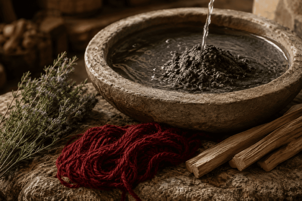 Mistura de água viva e cinzas utilizada na purificação ritual.